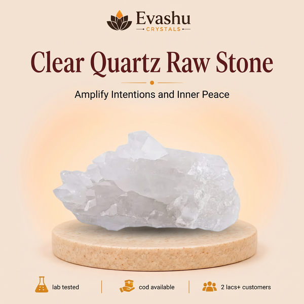 Authentic natural Clear Quartz Raw Stone for Energy Amplification and Mental Clarity, shown as the main Evashu product view