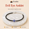 Authentic natural Evil Eye with Black Tourmaline Anklet with Free Selenite Charging Plate for nazar protection and negative-energy shielding, shown as the main