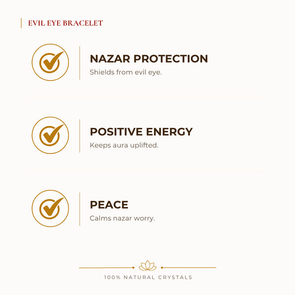 Evil Eye Bracelet benefits for nazar protection and negative-energy shielding, explained in an Evashu natural-crystal guide