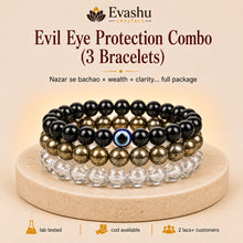 Load image into Gallery viewer, Authentic natural Evil Eye Protection Bracelet Combo for Nazar Shield and Wealth Layer, shown as the main Evashu product view

