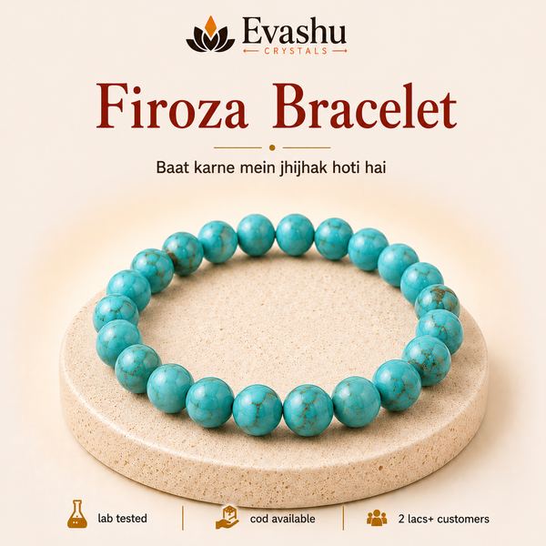 Authentic natural Firoza Bracelet for Clear Speech and Communication, shown as the main Evashu product view