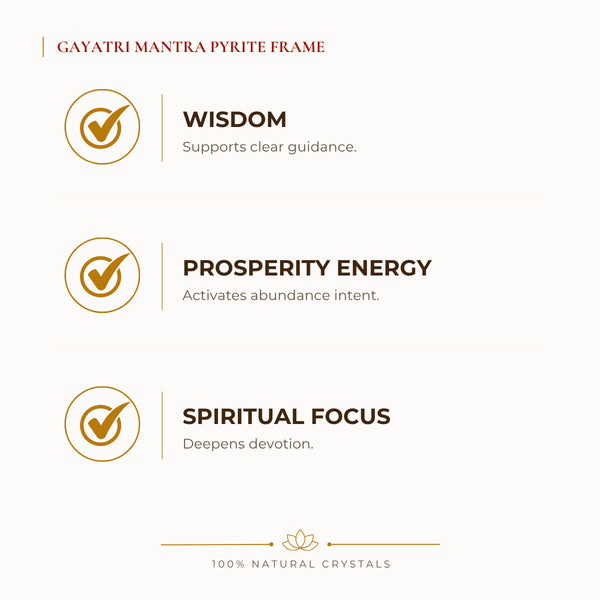 Pyrite Spiritual Frame benefits for wealth attraction and prosperity intention, explained in an Evashu natural-crystal guide