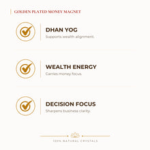 Load image into Gallery viewer, Golden Plated Money Magnet Bracelet benefits for wealth attraction and prosperity intention, explained in an Evashu natural-crystal guide
