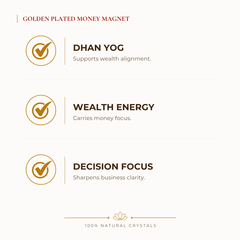 Golden Plated Money Magnet Bracelet benefits for wealth attraction and prosperity intention, explained in an Evashu natural-crystal guide