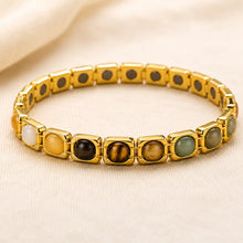 Load image into Gallery viewer, Close-up of authentic natural Green Aventurine, Tiger Eye and Citrine showing crystal texture, colour and craftsmanship

