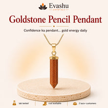 Load image into Gallery viewer, Authentic natural Goldstone Pencil Pendant for Confidence Glow and Success Energy, shown as the main Evashu product view
