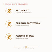 Load image into Gallery viewer, Gomati Chakra Crystal Tree benefits for wealth attraction and prosperity intention, explained in an Evashu natural-crystal guide
