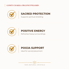 Gomti Chakra Orgone Pyramid benefits for meditation and spiritual balance, explained in an Evashu natural-crystal guide