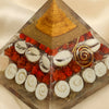 Close-up of authentic natural Gomti Chakra showing crystal texture, colour and craftsmanship – gomti chakra orgone pyramid protection positivity energy healing