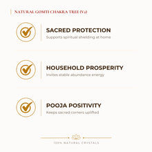 Load image into Gallery viewer, Gomti Chakra Crystal Tree benefits for wealth attraction and prosperity intention, explained in an Evashu natural-crystal guide
