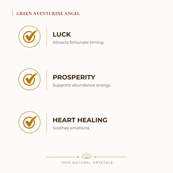 Green Aventurine Angel Figurine benefits for wealth attraction and prosperity intention, explained in an Evashu natural-crystal guide