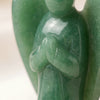 Close-up of authentic natural Green Aventurine showing crystal texture, colour and craftsmanship – green aventurine angel symbol of luck healing and prosperity