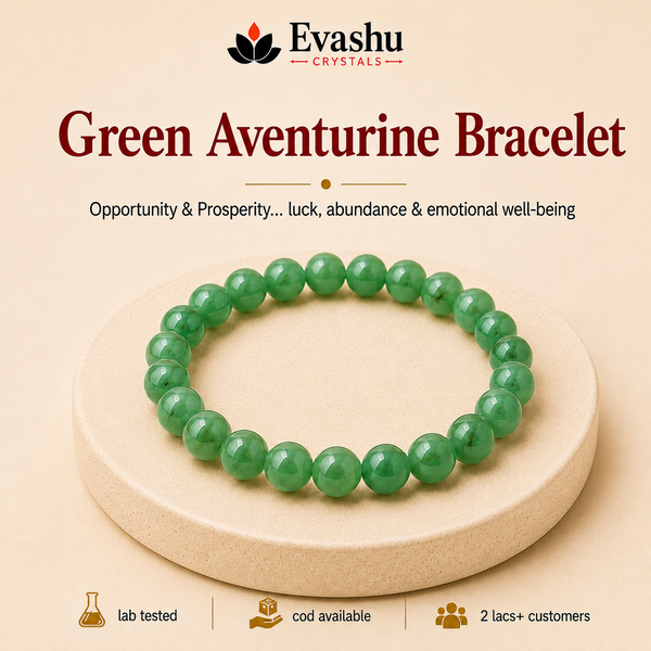Authentic natural Green Aventurine Bracelet for Vitality Support and Heart Calm, shown as the main Evashu product view