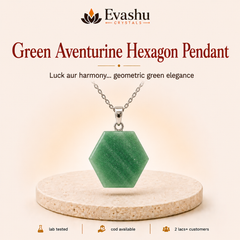 Authentic natural Green Aventurine Hexagon Pendant for Luck Support and Heart Harmony, shown as the main Evashu product view