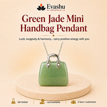 Load image into Gallery viewer, Authentic natural Green Jade Mini Handbag Pendant for Abundance Energy and Emotional Balance, shown as the main Evashu product view
