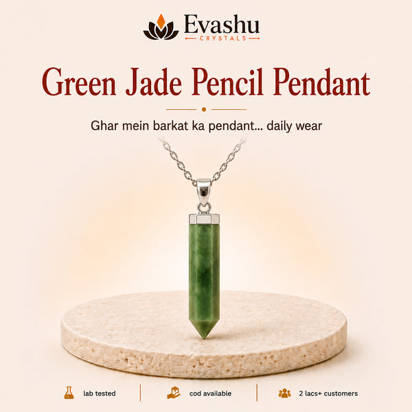 Authentic natural Green Jade Pencil Pendant for Prosperity and Family Harmony, shown as the main Evashu product view