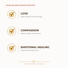 Rose Quartz Heart Pendant benefits for love and relationship harmony, explained in an Evashu natural-crystal guide
