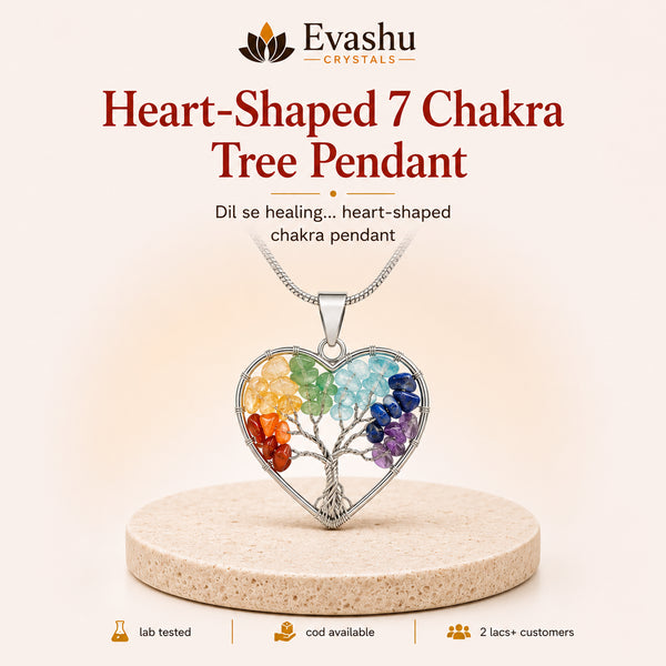 Authentic natural 7 Chakra Heart Pendant for Heart Healing and Energy Balance, shown as the main Evashu product view
