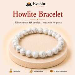 Authentic natural Howlite Bracelet for Calm Mind and Soothing Energy, shown as the main Evashu product view