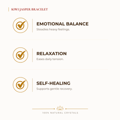 Kiwi Jasper Bracelet benefits for calm mind and stress relief, explained in an Evashu natural-crystal guide