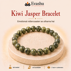 Authentic natural Kiwi Jasper Bracelet for Emotional Balance and Relaxation, shown as the main Evashu product view