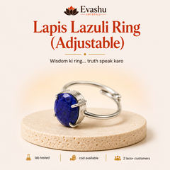Authentic natural Lapis Lazuli Adjustable Ring for Inner Wisdom and Truthful Expression, shown as the main Evashu product view