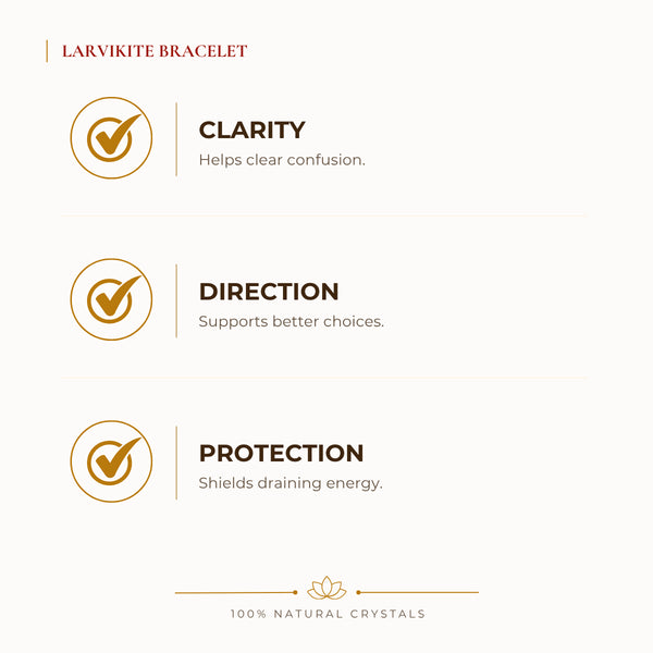 Larvikite Bracelet benefits for focus and mental clarity, explained in an Evashu natural-crystal guide