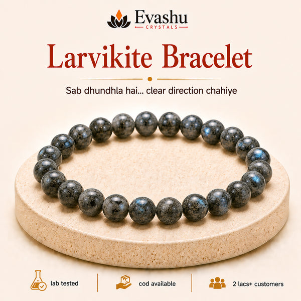 Authentic natural Larvikite Bracelet for Clarity and Direction, shown as the main Evashu product view
