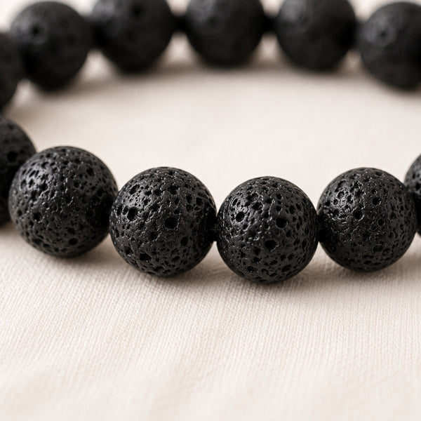 Close-up of authentic natural Lava Extract Bracelet showing crystal texture, colour and craftsmanship