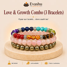 Load image into Gallery viewer, Authentic natural Love &amp; Growth Bracelet Combo for Love and Growth, shown as the main Evashu product view
