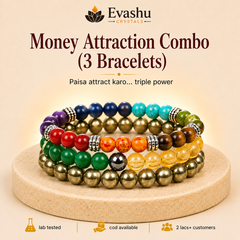 Authentic natural Money Attraction Bracelet Combo for Wealth Magnet and Prosperity Flow, shown as the main Evashu product view