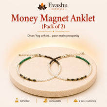 Load image into Gallery viewer, Authentic natural Money Magnet Anklet Pack for Prosperity Flow and Confidence Walk, shown as the main Evashu product view
