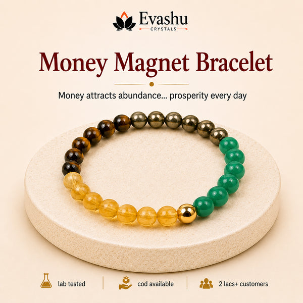 Authentic natural Money Magnet Bracelet for Wealth Attraction and Prosperity, shown as the main Evashu product view