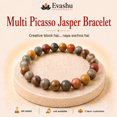 Authentic natural Multi Picasso Jasper Bracelet for Creativity and Fresh Perspective, shown as the main Evashu product view