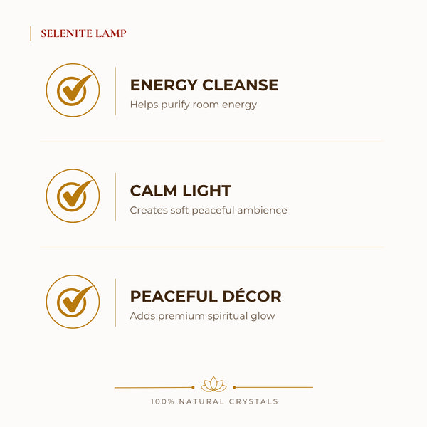 Selenite Lamp benefits for calm mind and stress relief, explained in an Evashu natural-crystal guide