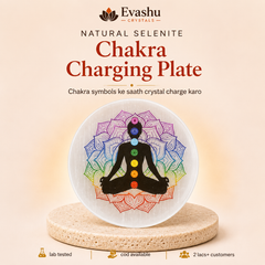 Authentic natural Selenite Chakra Charging Plate for Chakra Charging and Energy Balance, shown as the main Evashu product view