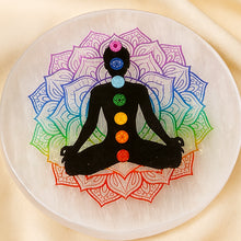 Load image into Gallery viewer, Close-up of authentic natural 7 Chakra and Selenite showing crystal texture, colour and craftsmanship
