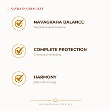 Load image into Gallery viewer, Navratna Bracelet benefits for focus and mental clarity, explained in an Evashu natural-crystal guide
