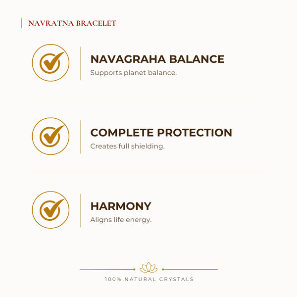 Navratna Bracelet benefits for focus and mental clarity, explained in an Evashu natural-crystal guide