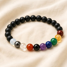 Load image into Gallery viewer, Navratna Bracelet displayed fully on white silk cloth to show its natural colour, shape and finish
