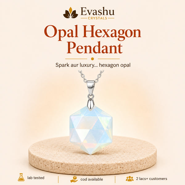 Authentic natural Opal Hexagon Pendant for Spark and Hope, shown as the main Evashu product view