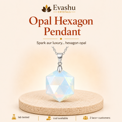 Authentic natural Opal Hexagon Pendant for Spark and Hope, shown as the main Evashu product view