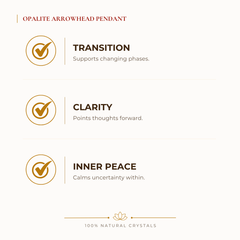 Opalite Arrowhead Pendant benefits for calm mind and stress relief, explained in an Evashu natural-crystal guide