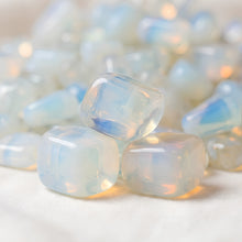 Load image into Gallery viewer, Close-up of authentic natural Opalite showing crystal texture, colour and craftsmanship – opalite chips stone symbol of clarity transition and inner peace
