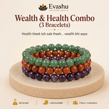 Load image into Gallery viewer, Authentic natural Wealth &amp; Prosperity Bracelet Combo for Abundance and Grounding Energy, shown as the main Evashu product view
