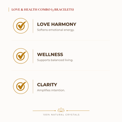 Love & Harmony Bracelet Combo benefits for love and relationship harmony, explained in an Evashu natural-crystal guide