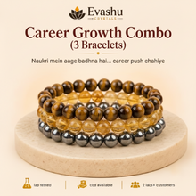 Load image into Gallery viewer, Authentic natural Career Growth Bracelet Combo for Career Drive and Focus, shown as the main Evashu product view
