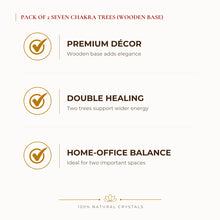 Load image into Gallery viewer, Seven Chakra Crystal Tree Pack benefits for focus and mental clarity, explained in an Evashu natural-crystal guide – pack of 2 seven chakra crystal trees wooden
