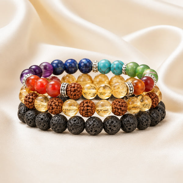 Studies & Career Bracelet Combo displayed fully on white silk cloth to show its natural colour, shape and finish