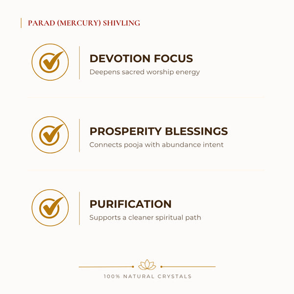 Parad Shivling Idol benefits for wealth attraction and prosperity intention, explained in an Evashu natural-crystal guide